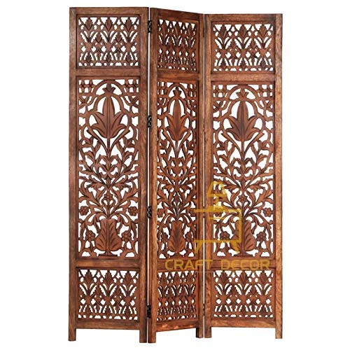 CRAFT DECOR Wooden Partitions Dividers for Living Room Wood Room Divider Partition for Living Room 3 Panels Room Dividers and Partitions Modern Room Separators Screen Panel for Home ( Brown)