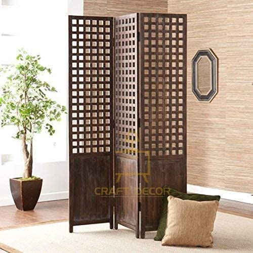 CRAFT DECOR Wooden Room Partition for Living Room/Apartment/Screen Separators/Room Wall Divider for Living Room | Bedroom | Office | Restaurant | Shop | Saloon 3 Panels