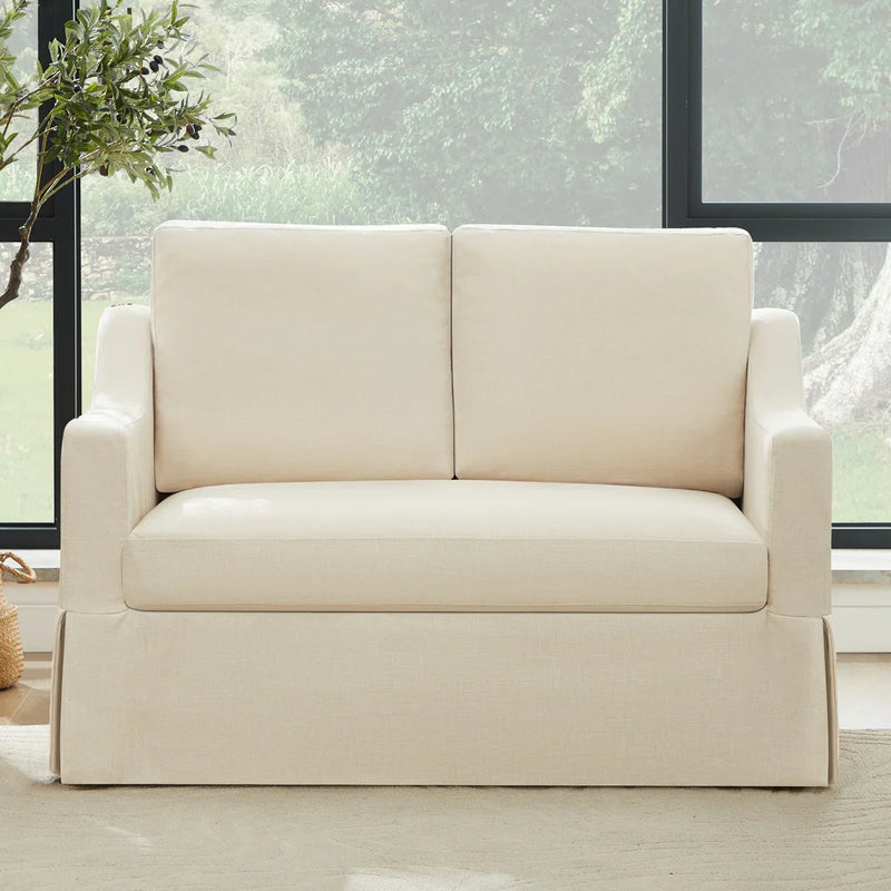 Farmhouse Upholstered Slipcovered Loveseat Sofa - Craft Decor