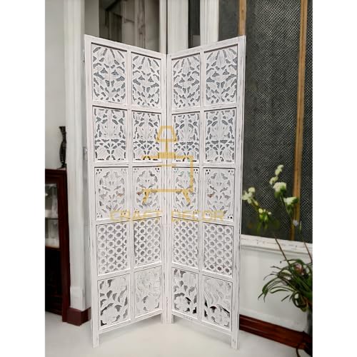 CRAFT DECOR Wooden Room Partition for Living Room, Wood Screen Separator and Wooden Room Dividers, Studio Wall Panel 6 Feet with Stands for Living Room/Bedroom/Office/Restaurant/(White)