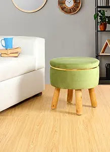 Ottoman Pouffes Stool for Living Room Sitting Furniture Footrest Seat Pouf Puffy Foam Stool Foot Stool for Office Home Decor (LightGreen)