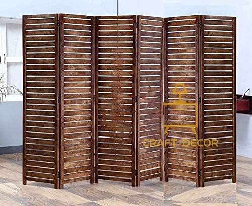 CRAFT DECOR Wooden Room Partition for Living Rooms, Wood Screen Divider Separator and Wooden Room Wall Dividers 6 Wall Panels for Living Room/Bedroom/Office/ Restaurant (Brown)