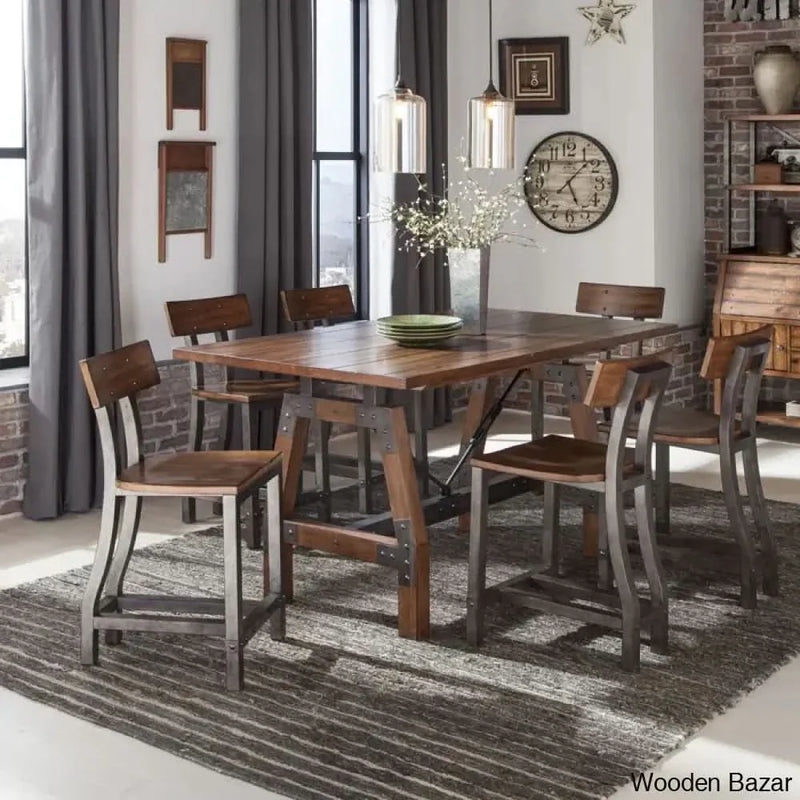 6 Seater Modern Counter Height Dining Set - Craft Decor