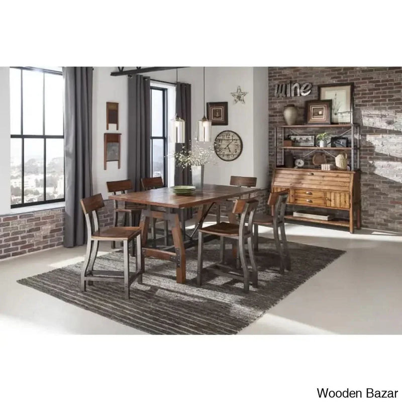 6 Seater Modern Counter Height Dining Set - Craft Decor