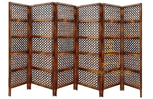 CRAFT DECOR Wooden Room Partitions ,Screen Separators and Room Wall Dividers Antique 6 Wall Panels for Living Room/Bedroom/Office/ Restaurant(Brown)