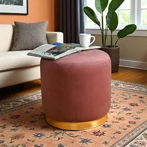 Ottoman Stool for Living Room | Pouffes for Sitting Velvet Ottoman | Foot Rest Ottoman stools | Pouf for Office Home Decor &amp; Dressing Table, (16x16x18 Inch) (Gajri)