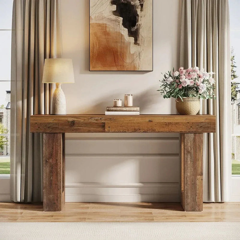 Farmhouse Wooden Console Entryway Table for Living Room
