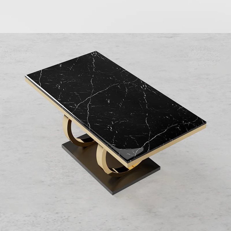Kelsburg Modern Luxury Dining Table with Metal Frame & Natural Marble Top