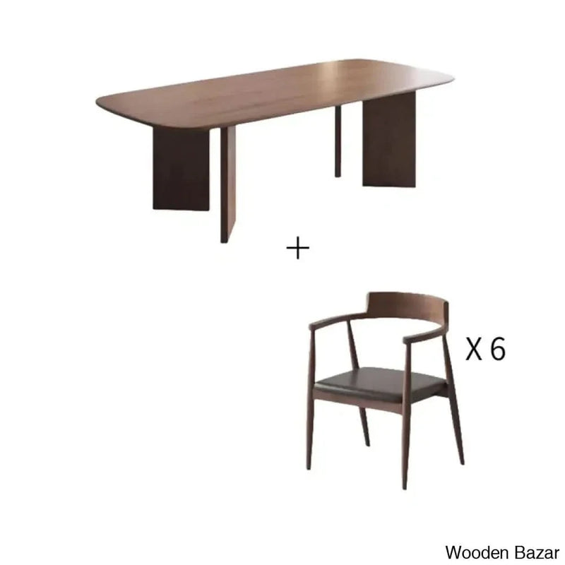 7 - Piece Solid Wood Dining Set dew design