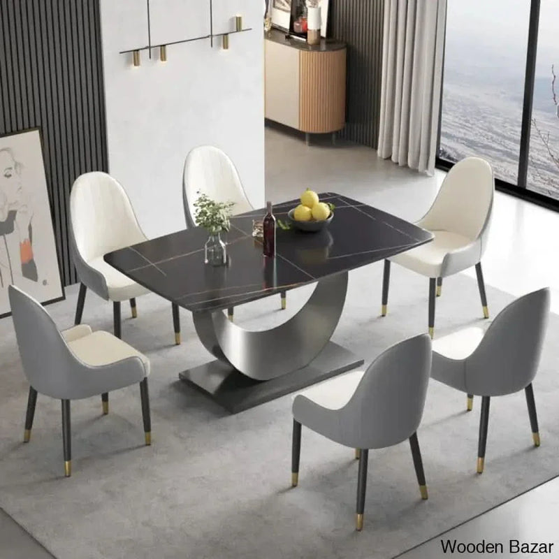 7 - Piece Stone Pedestal Dining Table Set exclusive design