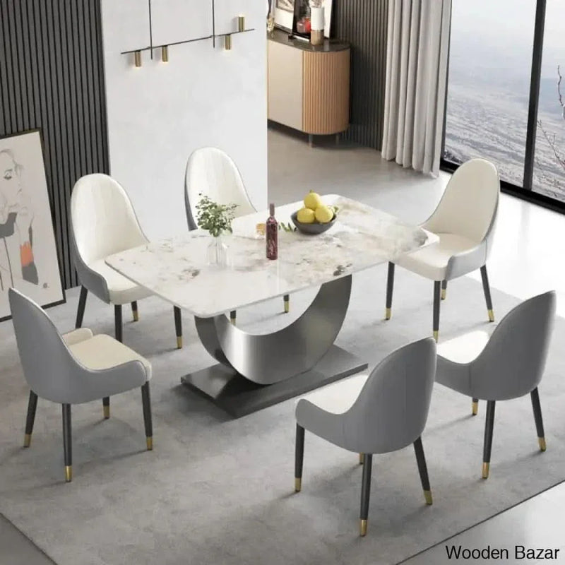 7 - Piece Stone Pedestal Dining Table Set exclusive design