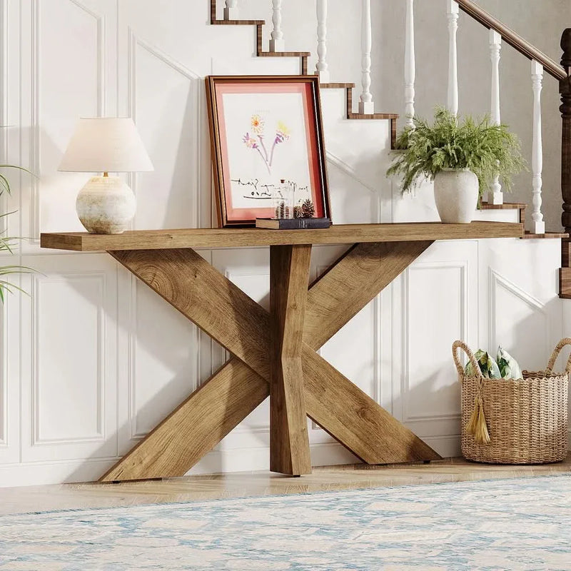 Extra Long Farmhouse Console Sofa Table for Entryway Hallway