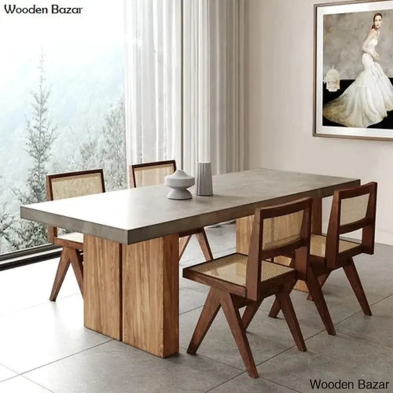 71" Farmhouse Natural Wooden Dining Table for 6 Person Double Pedestal - Craft Decor