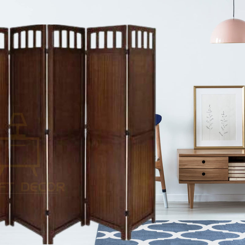 CRAFT DECOR Wooden Partition for Living Room, Wood Screen Separator, Wooden Room Wall Divider 6 Wall Panels, Folding Screen for Living Room/Bedroom/Office/Restaurant/Pooja Room