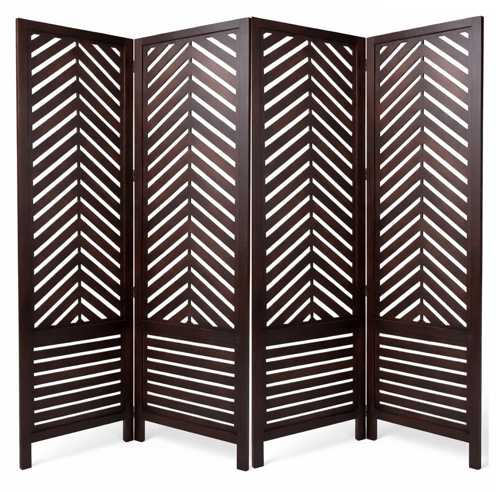 Wooden Room Divider Partition with Display Shelves for Living Room