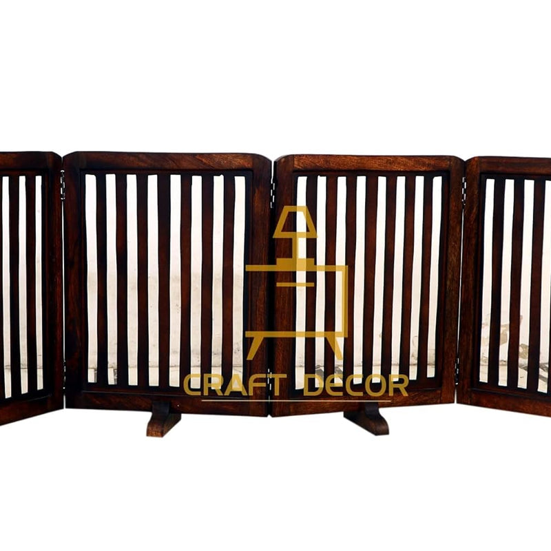 CRAFT DECOR Wooden Baby Safety Gate/Staircase Gate Kid Pet Safety Fence/Freestanding Fold-able Safety Gate for Child/Portable Safety Gate Extension/Wooden Pet Gate (Brown)