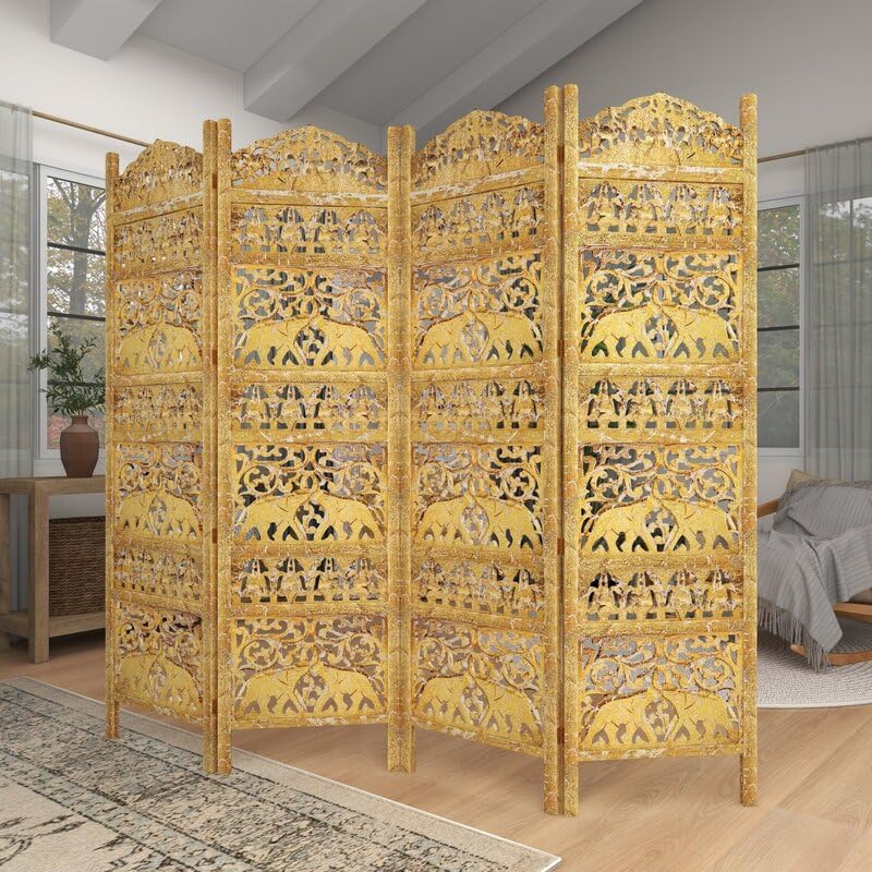 CRAFT DECOR Wooden Room Partition for Living Room/Wood Screen Separator & Room Divider  Panels for Living Room/Bedroom/Office/Restaurant/Pooja Room