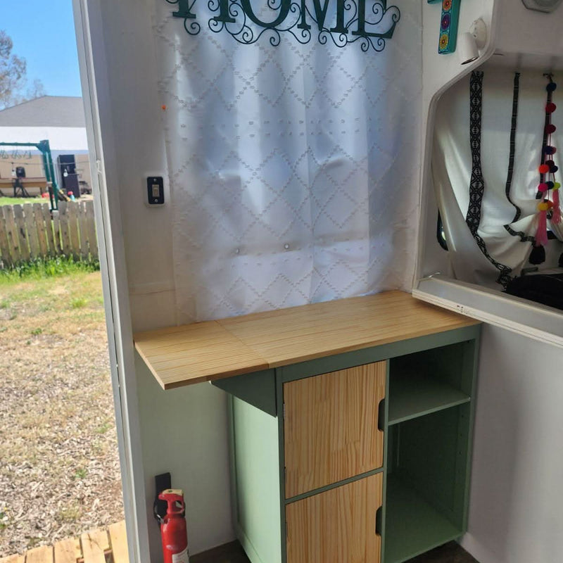Stylish Rolling Kitchen Cabinets With Teak Wood Top