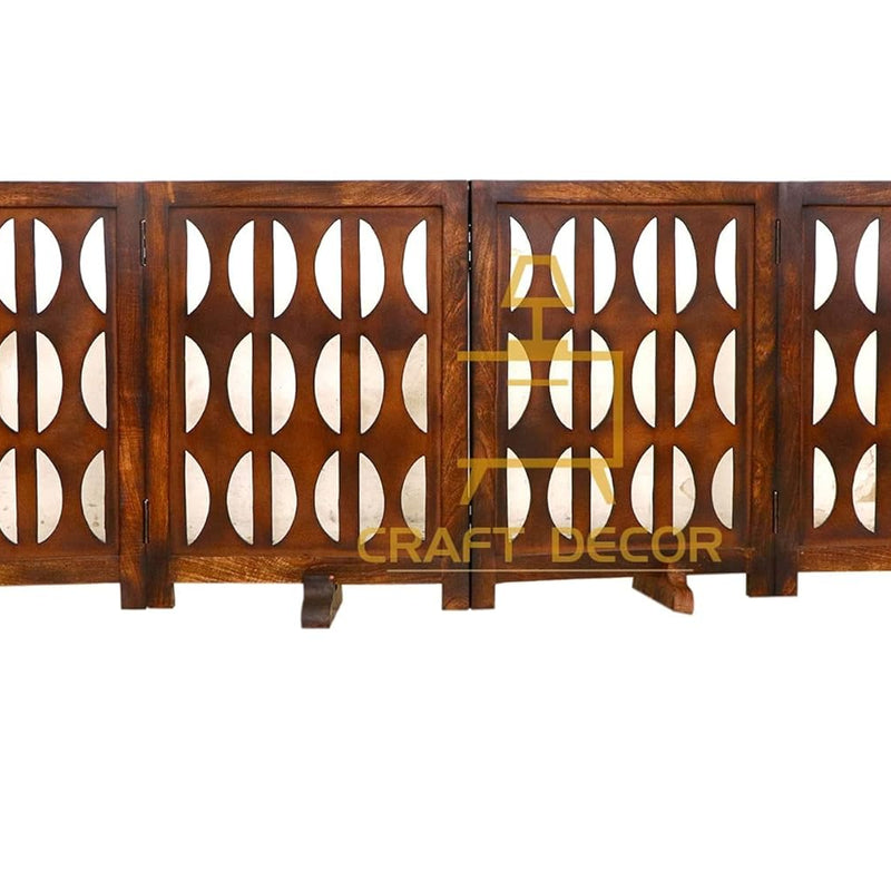 CRAFT DECOR Wooden Baby Safety Gate/Staircase Gate Kid Pet Safety Fence/Freestanding Fold-able Safety Gate for Child/Portable Safety Gate Extension/Wooden Pet Gate (Walnut)