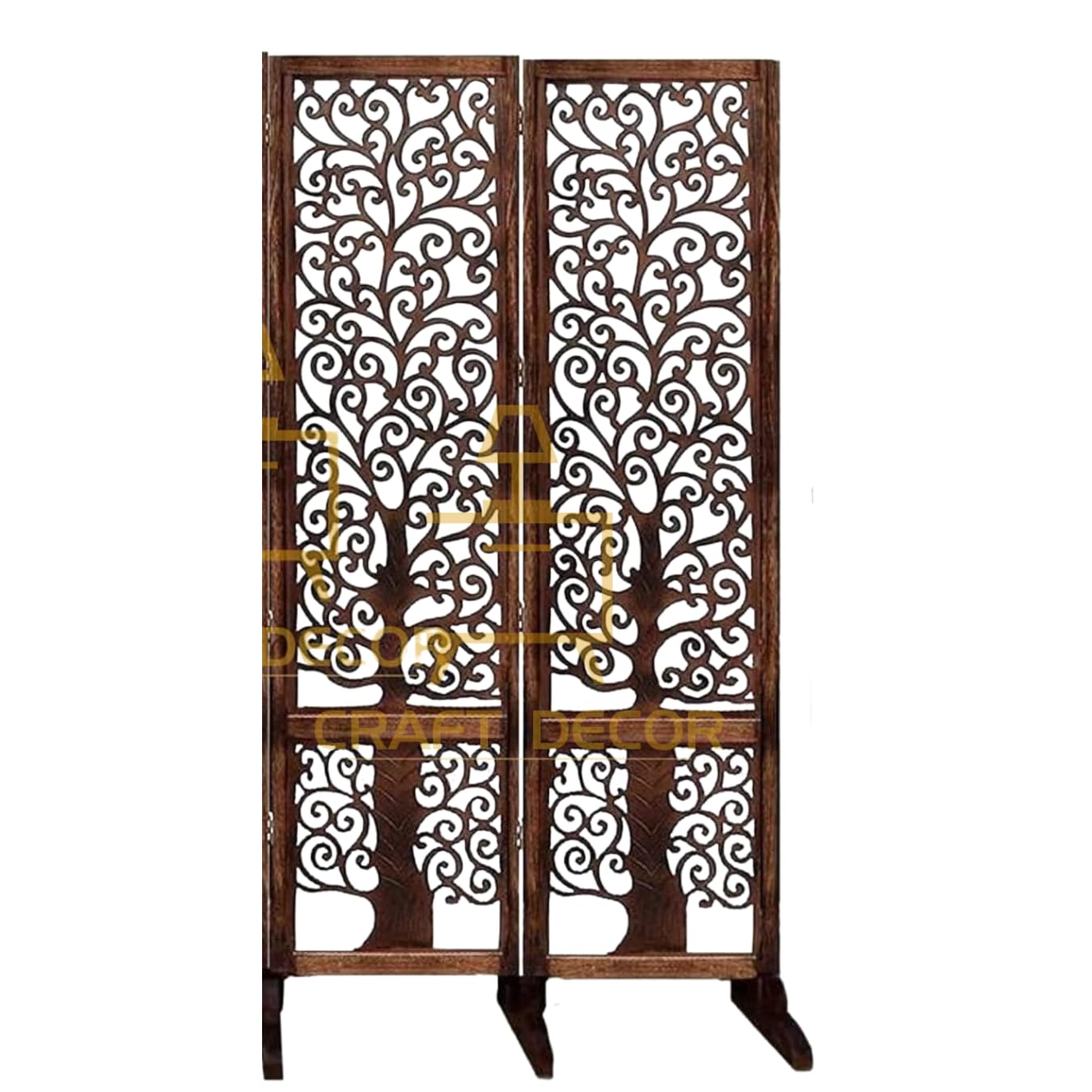 CRAFT DECOR Wooden Room Partitions, Room Divider Screen Separators and Room Dividers with Stand 2 Wall Panels for Living Room/Bedroom/Office/Restaurant/Corner(Brown)