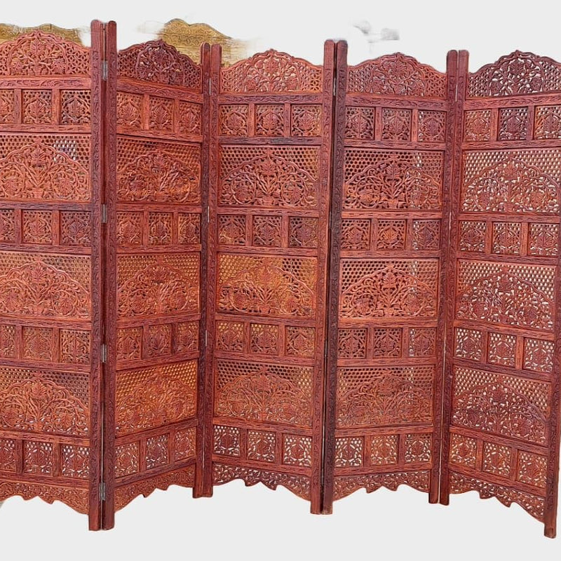 LIVING CONCEPT HANDICRAFTS Luxury 4-Panel Sheesham Wood Room Divider Wooden Room Partition/Screen/Room Divider/Room Natural Finish