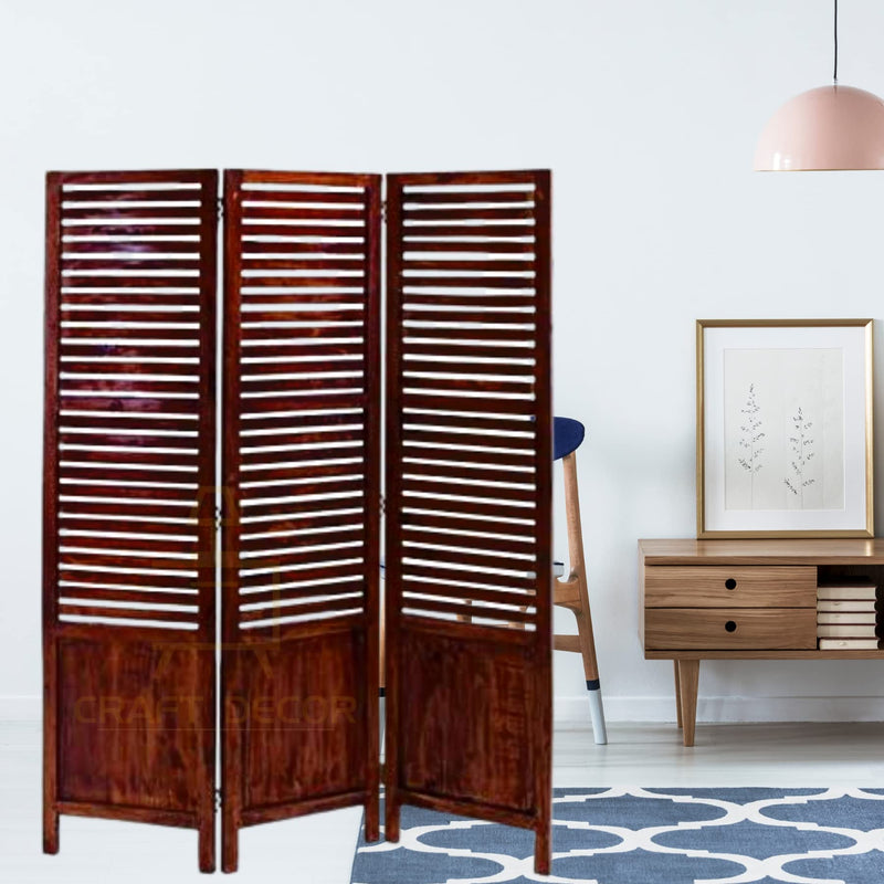 CRAFT DECOR Wooden Room Partitions for Living Rooms/Wooden Screen Separator/Room Wall Divider 3 Panels Living Room/Bedroom/Office/Restaurant/Pooja Room