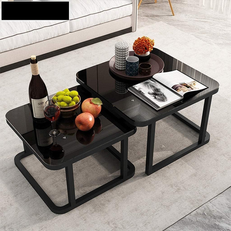 CRAFT DECOR Iron Frame Handmade Square Coffee Table/Nesting Table/Side Table/Center Table with Marble Finish Top for Living Room/Drawing Room/Balcony (Multicolor)