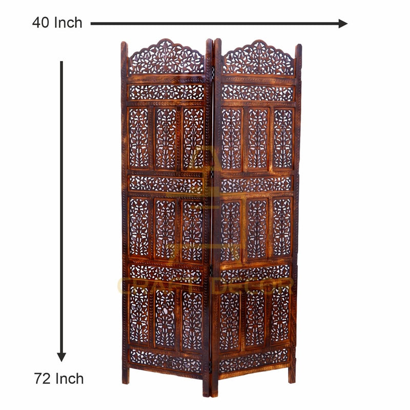 CRAFT DECOR Wooden Room Partition for Living Room / Wood Screen Separator / Room Wall Divider 2 Panels Living Room/Bedroom/Office/ Restaurant/Pooja Room