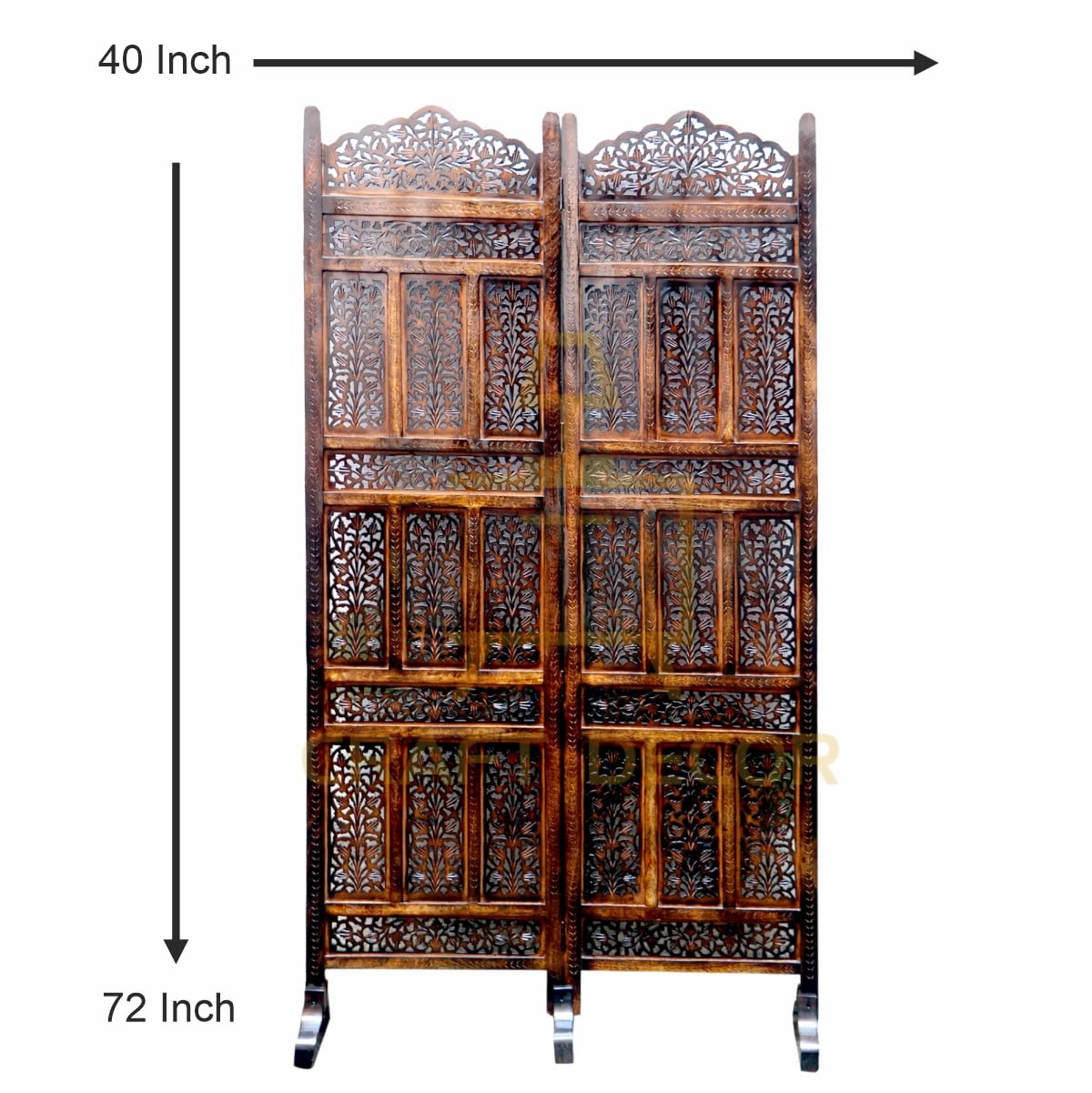 CRAFT DECOR Wooden Room Partition for Living Room with Stands / Wood Screen Separator / Room Wall Divider 2 Panels Living Room/Bedroom/Office/ Restaurant(Brown)