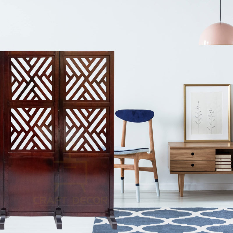 CRAFT DECOR Wooden Room Partition for Living Rooms, Wood Screen Separator, Wooden Room Wall Divider Wall Panels with Stands for Living Room/Bedroom/Office/Restaurant/Pooja Room