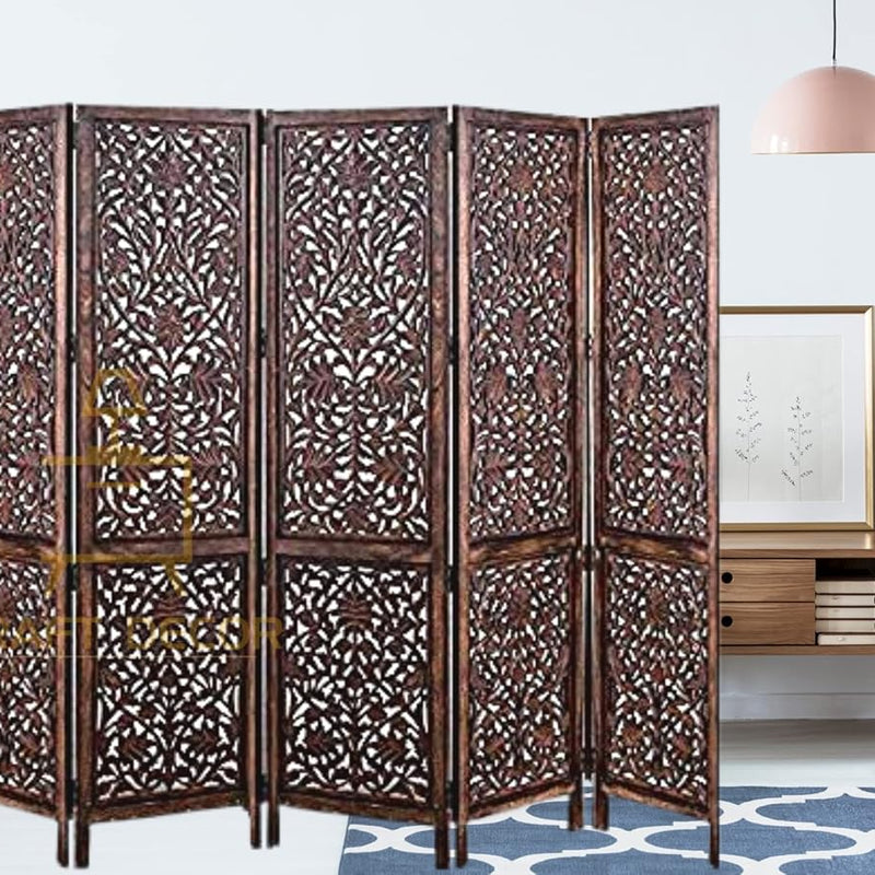 CRAFT DECOR Wooden Partition for Living Room, Wood Screen Separator, Wooden Rooms Wall Divider Wall Panels, Folding Screen for Living Room/Bedroom/Office/Restaurant/Pooja Room
