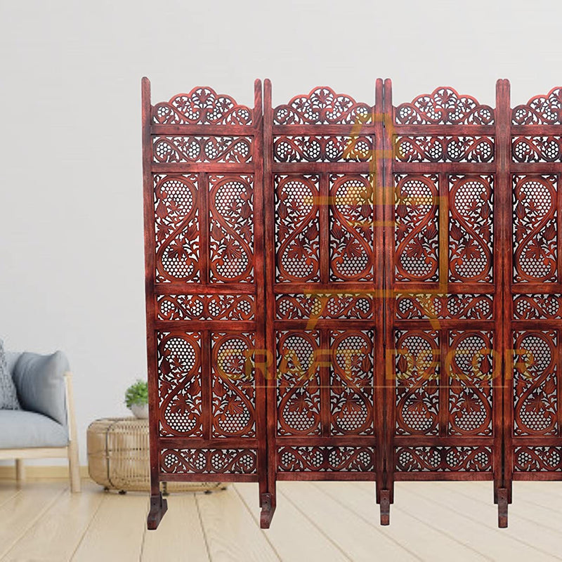 CRAFT DECOR Wooden Room Partitions for Living Rooms / Wood Screen Separator / Room Wall Divider with Stand 6 Panels Living Room/Bedroom/Office/ Restaurant/Pooja Room