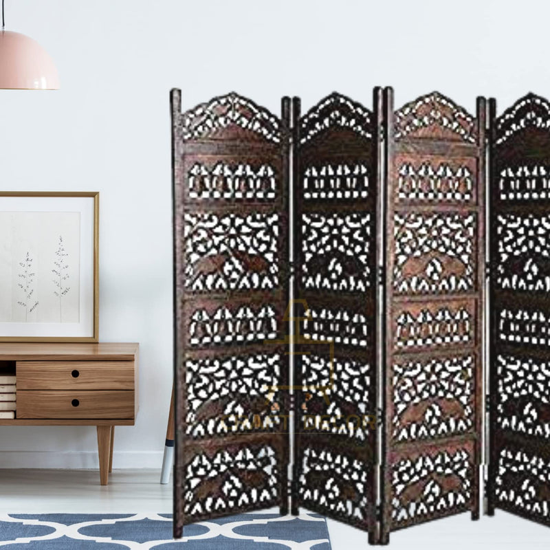CRAFT DECOR Wooden Partition for Living Room, Wood Screen Separators, Wooden Rooms Wall Dividers 5 Wall Panel, Folding Screen for Living Room/Bedroom/Office/Restaurant/Pooja Room