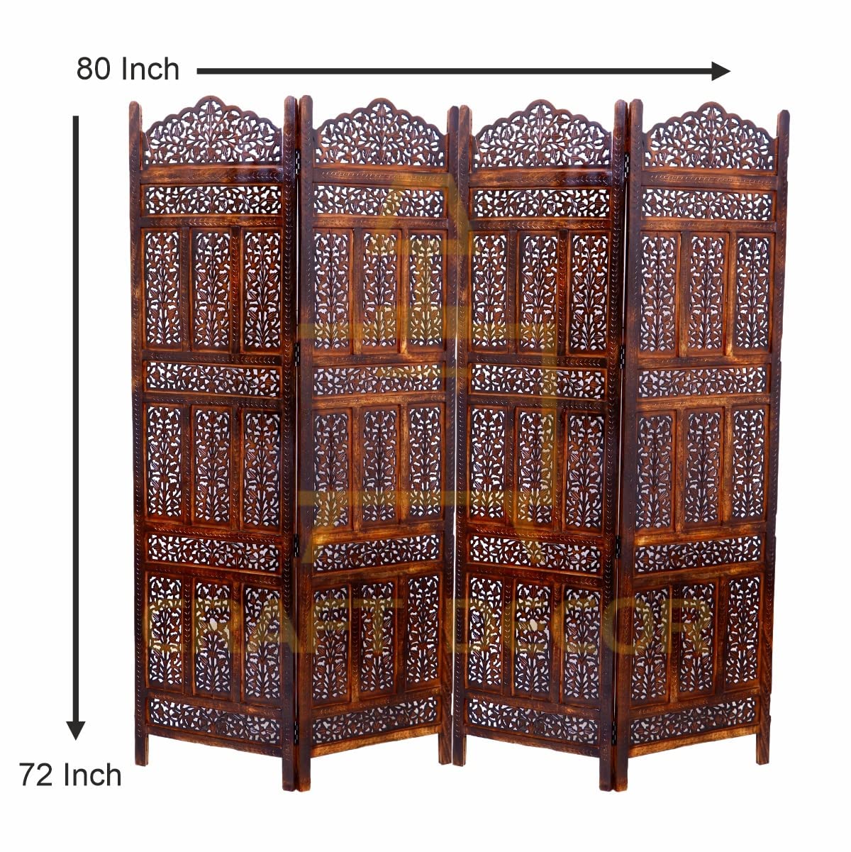 CRAFT DECOR Wooden Room Partition for Living Room / Wood Screen Separator / Room Wall Divider 4 Panels Living Room/Bedroom/Office/ Restaurant(Brown)