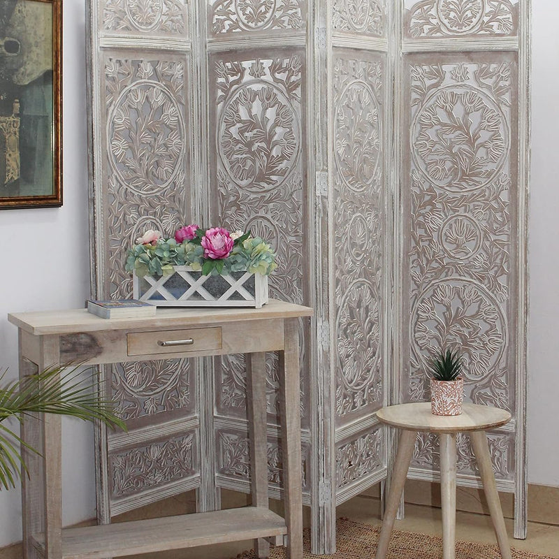 CRAFT DECOR Wooden partition for Living Room | Wood Screen for Pooja Room | Hall Partition | Separator for Living Room | Modern Decorative Wall Divider | Folding Door Screen Kitchen | Foldable Panel for Living Room/Office/Restaurant/Pooja Room