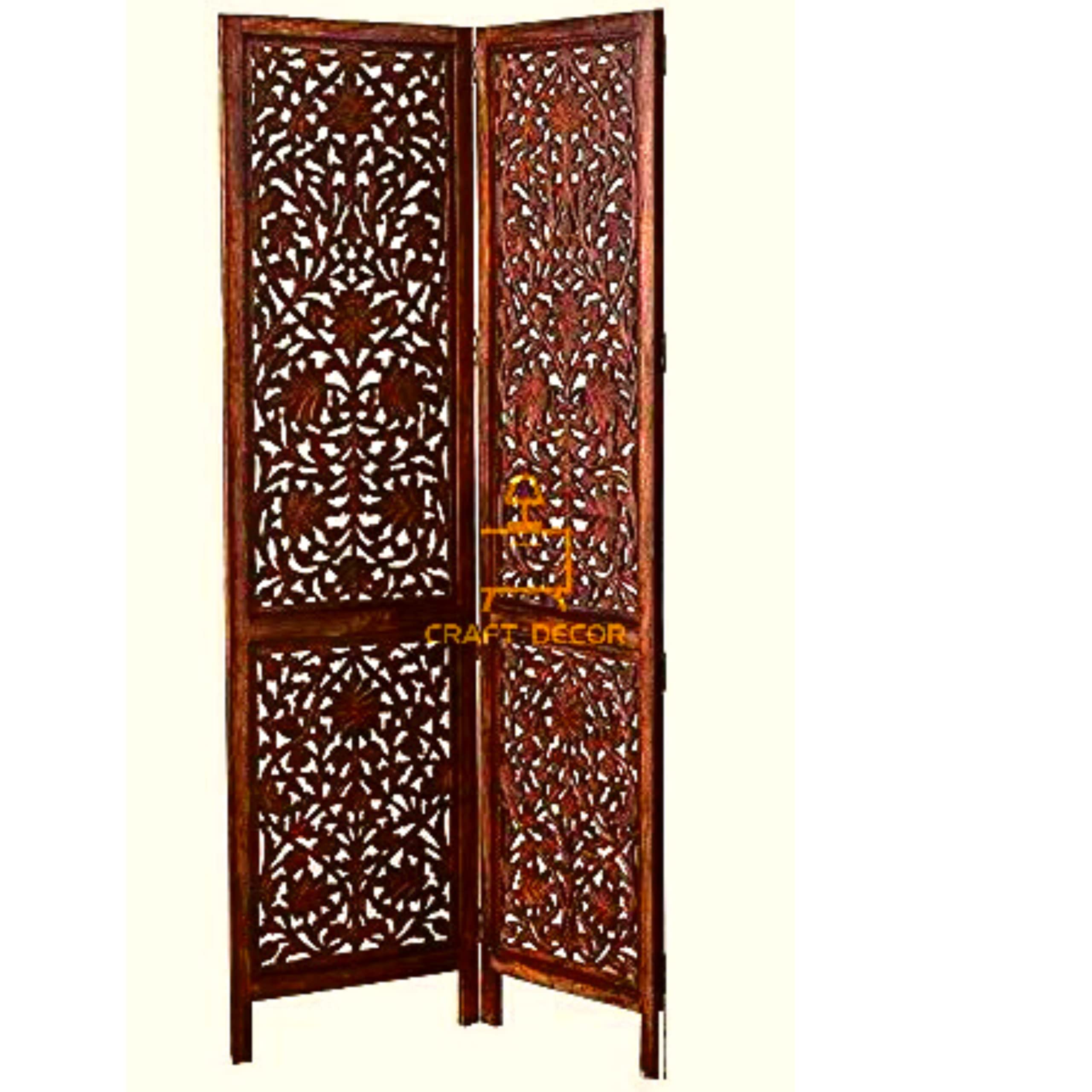 CRAFT DECOR Wooden Room Divider/Wooden Room Partition for Living Room/Wooden Separator for Living Room/Office Wooden Room Partition/Wall Divider/Wooden Screen / 6 Feet Height (5 Panel)