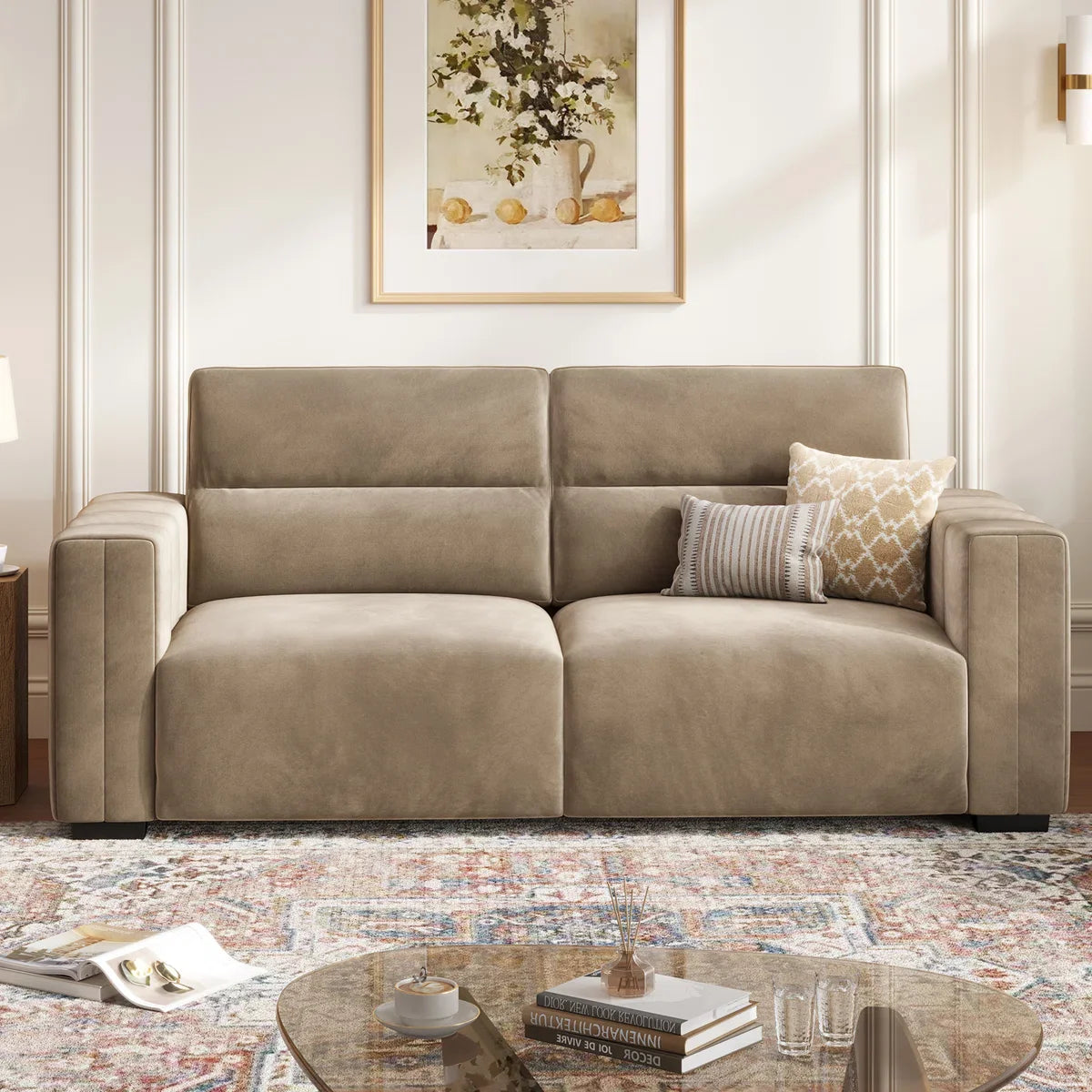 Hikky Deep Seat 2 Seater Sofa with Wooden Frame - Wooden Bazar