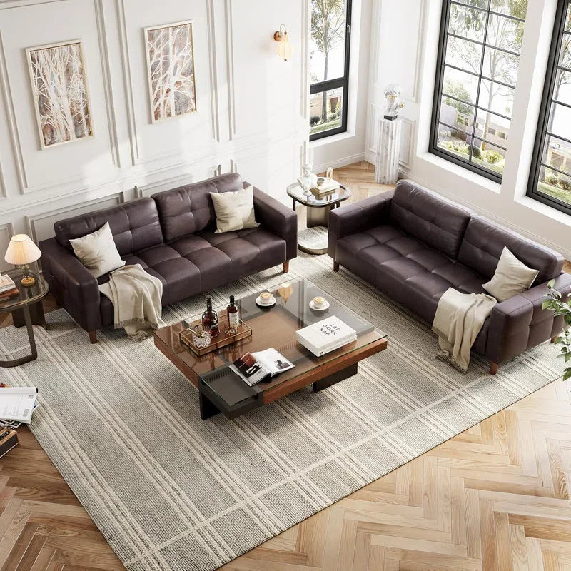 Hiring 3-Seater Faux Leather Sofa with Spring Cushion, Deep Seat Sofa for Living Room & Office