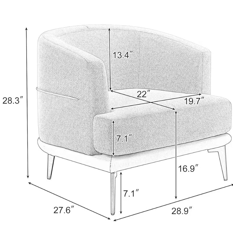 Tuverk Two-tone Barrel Fabric Chair,Upholstered Round Armchair,Accent Chair