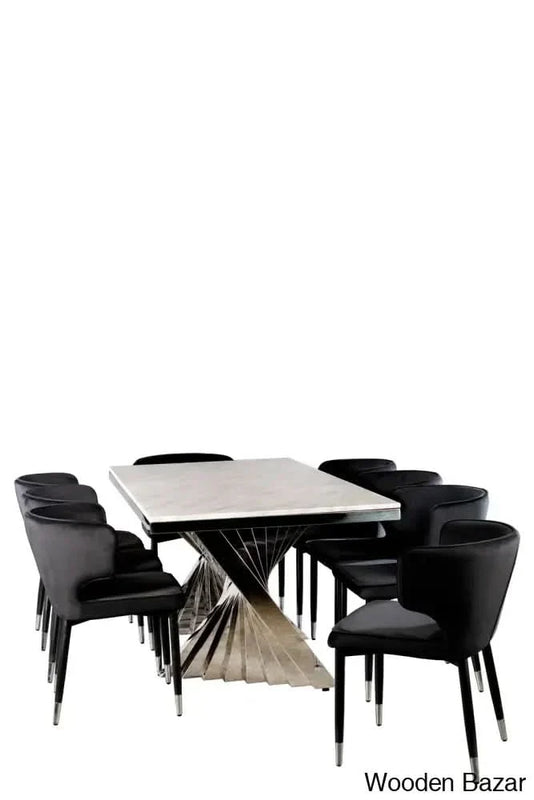 9 - Piece Marble Top Pedestal Dining Set exclusive design