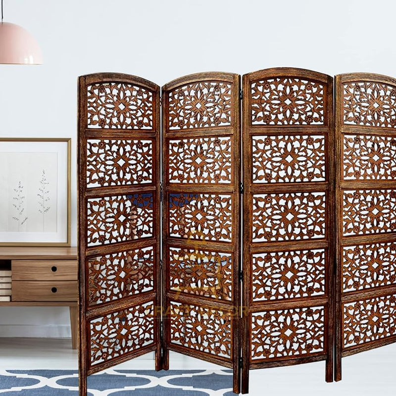 CRAFT DECOR Wooden Partition for Living Room, Wood Screen Separators, Wooden Room Wall Dividers 5 Wall Panel, Folding Screen for Living Room/Bedroom/Office/Restaurant/Pooja