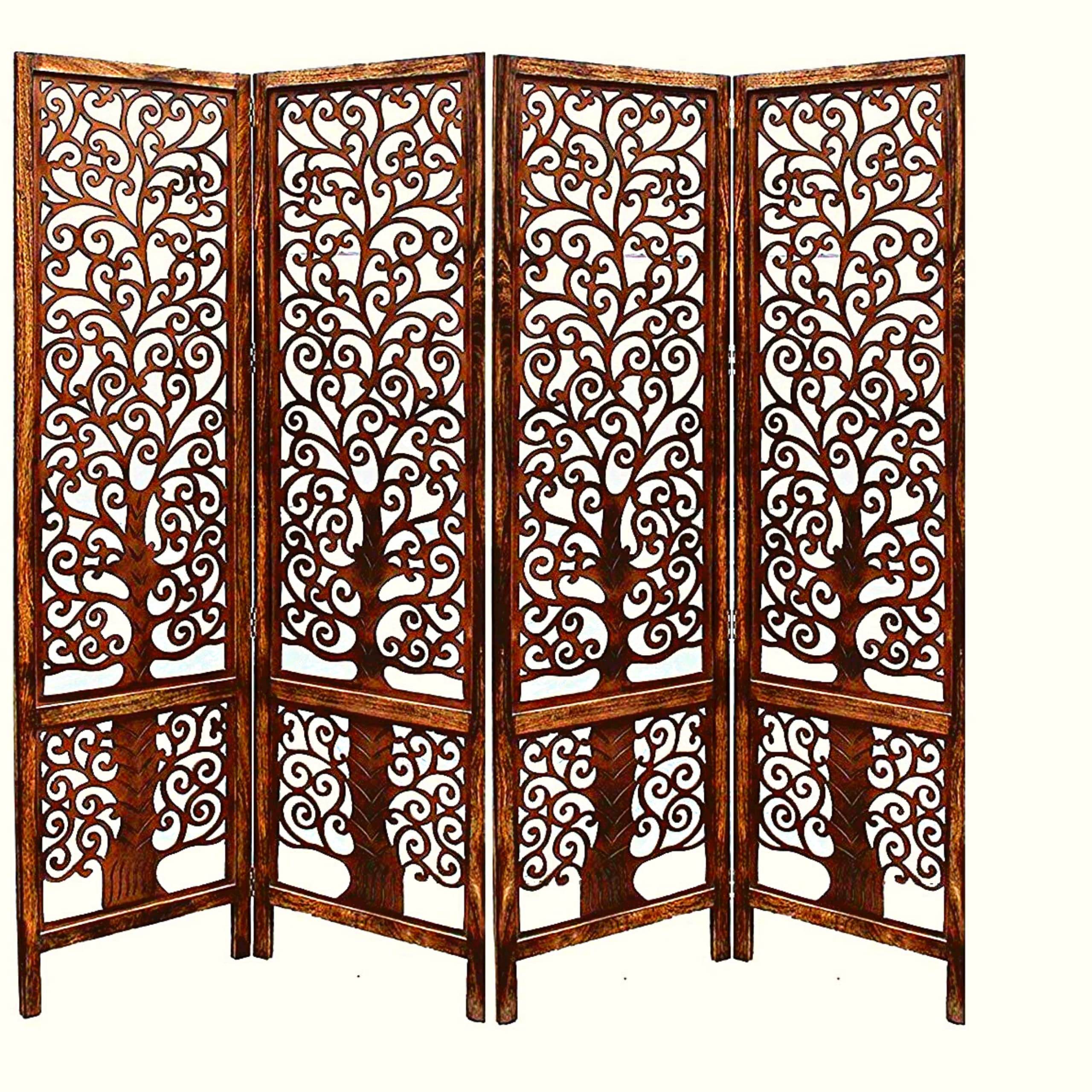 CRAFT DECOR Wooden Room Partitions, Room Divider Screen Separators and Room Dividers with Stand 2 Wall Panels for Living Room/Bedroom/Office/Restaurant/Corner(Brown)