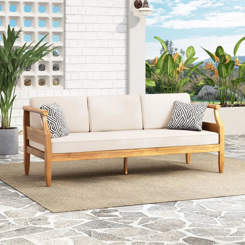Wooden Frame 3-Seater Sofa – Elegant Design with Lasting Strength