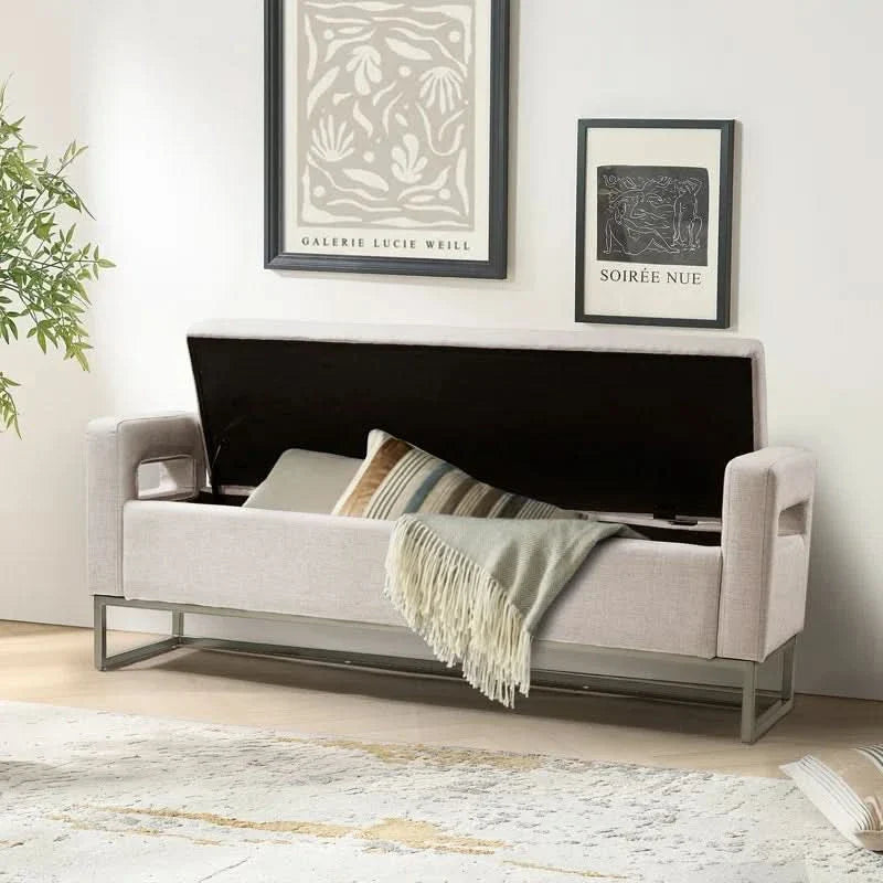Dalpister Minimalist Wide Upholstered Flip Top Storage Bench