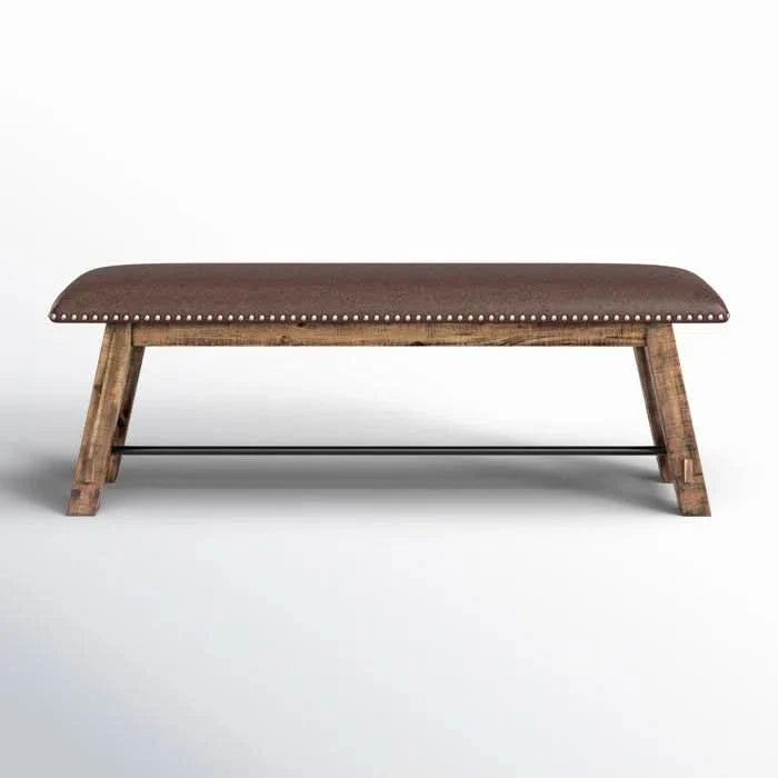 Pawter Faux Leather Upholstered Bench - craft decor