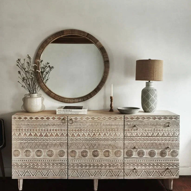 Niroon Carved Mango Wood Sideboard - Craft Decor