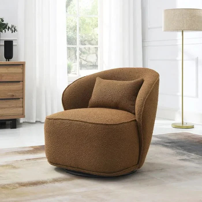 Manesco Boucle Armless Upholstered Swivel Barrel Chair - Craft Decor