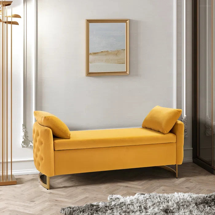 Hekil Upholstered Flip Top Storage Bench with Two Pillows - craft decor