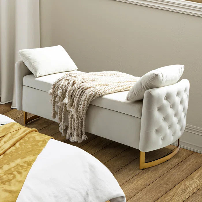 Hekil Upholstered Flip Top Storage Bench with Two Pillows - craft decor