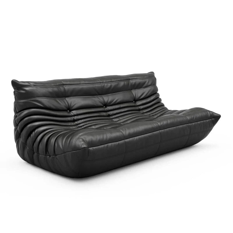 Armless Large Microfiber Leather 3-Seat Bean Bag Sofa, Soft Armless Fireside Lounge Chair